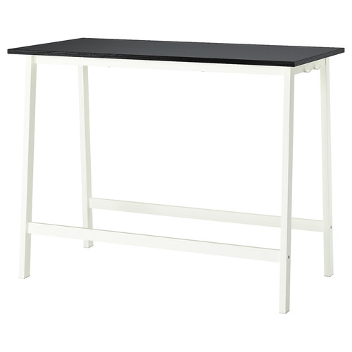 MITTZON Conference table, black stained ash veneer/white, 140x68x105 cm