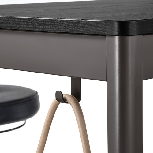 IDÅSEN Table, black, dark grey, 140x70x105 cm