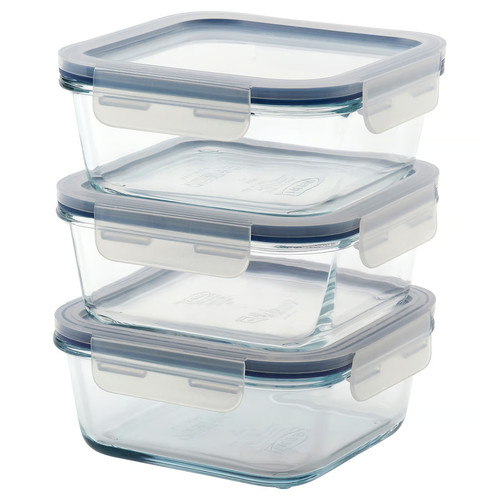 IKEA 365+ Food container with lid, square/glass, 600 ml