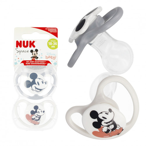 NUK Soother Pacifier Space Disney Mickey Mouse 2pcs 18-36m, white