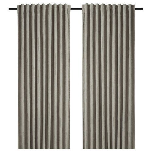 LAGEROLVON Room darkening curtains, 1 pair, beige, 145x300 cm