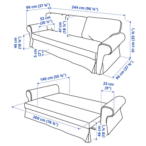 VRETSTORP 3-seat sofa-bed, Hakebo dark grey