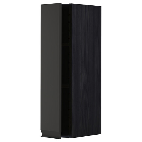 METOD Wall cabinet with shelves, black/Upplöv matt anthracite, 20x80 cm