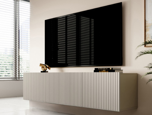 Wall-Mounted TV Cabinet Nicole 150 cm, cashmere/matt cashmere