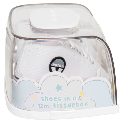 Dooky Tisshoes Baby Shoes in a Tissue Box, white, 3-9m