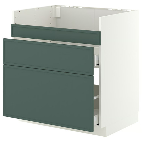 METOD/MAXIMERA Base cb f HAVSEN snk/3 frnts/2 drws, white/Aspudden dark grey-green, 80x60 cm