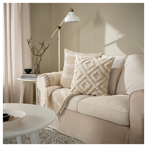 EKGULDMAL Cushion cover, geometric natural, 50x50 cm