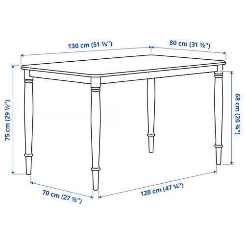 DANDERYD Dining table, pine veneer/black, 130x80 cm