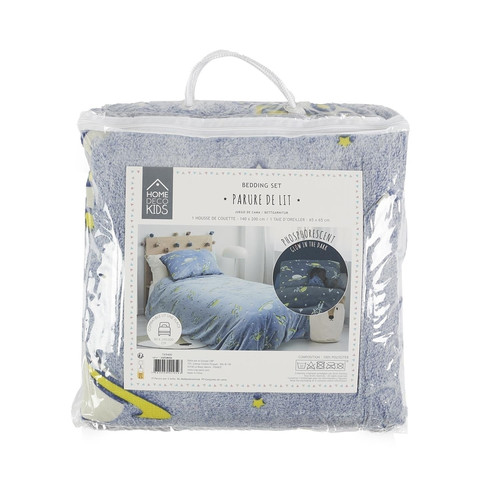 Kids' Glow-in-the-Dark Space Bedding Set 140x200cm