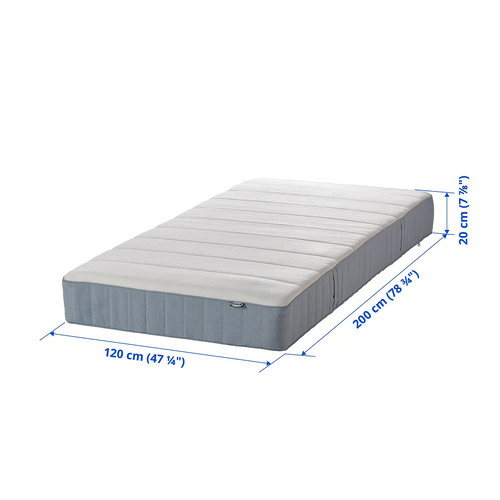 VESTERÖY Pocket sprung mattress, firm/light blue, 120x200 cm