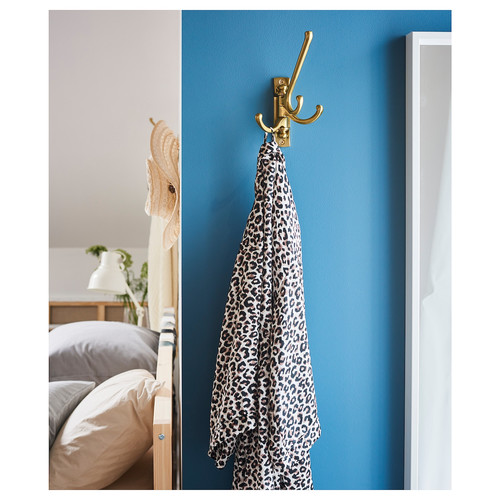KÄMPIG 3-armed swivel hook, brass-colour