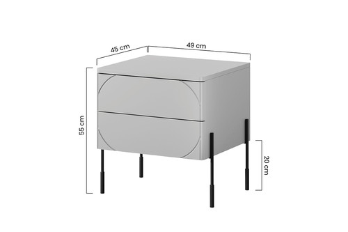 Bedside Table Nightstand Sonatia 45, burgundy