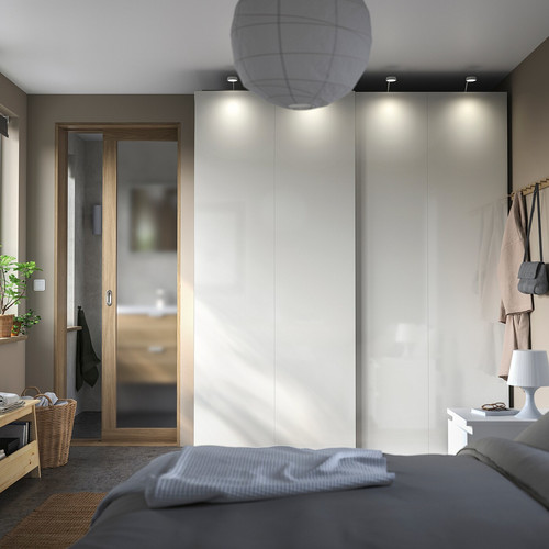 PAX / HASVIK Wardrobe, white/high-gloss/white, 200x66x236 cm