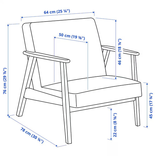 EKENÄSET Armchair, Jonsbyn black