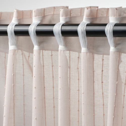 MATILDA Sheer curtains, 1 pair, pale pink/with heading tape, 145x250 cm