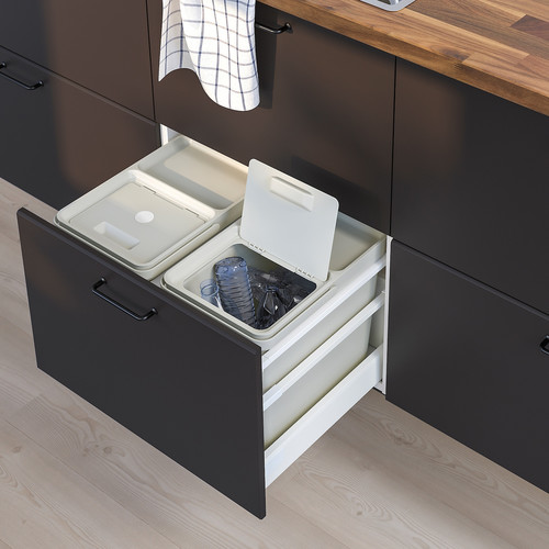 HÅLLBAR Waste sorting solution, for METOD kitchen drawer, light grey, 42 l
