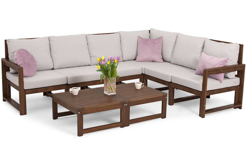 Outdoor Corner Furniture Set XXL MALTA, dark brown/grey