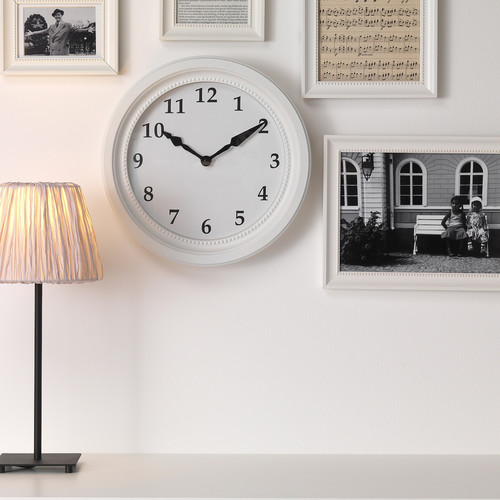SÖNDRUM Wall clock, low-voltage/white, 35 cm