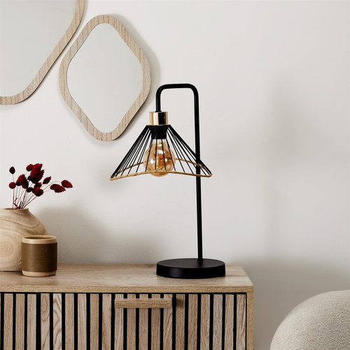 Table Lamp Anel, black/rattan