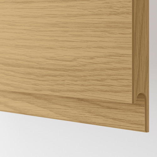 METOD Wall cb f extr hood w shlf/door, white/Voxtorp oak effect, 80x80 cm