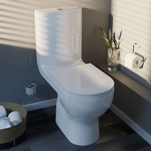 GoodHome Close-coupled Rimless Toilet with Soft Close Seat Cavally Slim 3/6L, horizontal