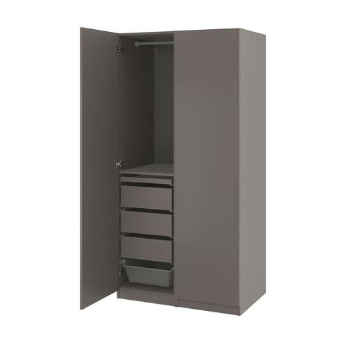 PAX / FORSAND Wardrobe combination, dark grey/dark grey, 100x60x201 cm