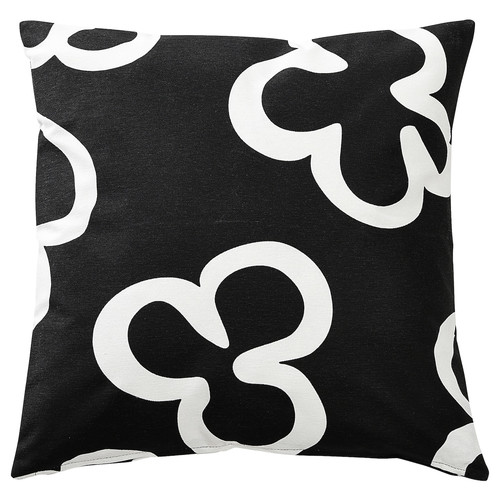 KLIPPBRÄCKA Cushion cover, black/white, 50x50 cm