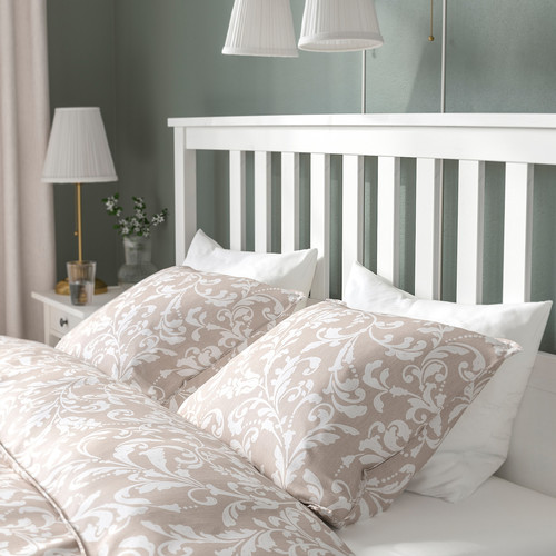 HEMNES Bed frame with mattress, white stain/Valevåg medium firm, 140x200 cm