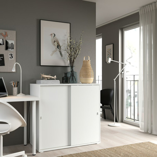 VIHALS Cabinet with sliding doors, white 95x47x90 cm