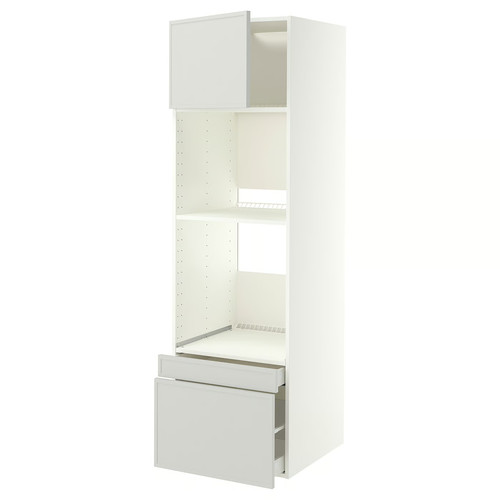 METOD/MAXIMERA Hi cab f ov/combi ov w dr/2 drwrs, white/Aspudden light grey, 60x60x200 cm