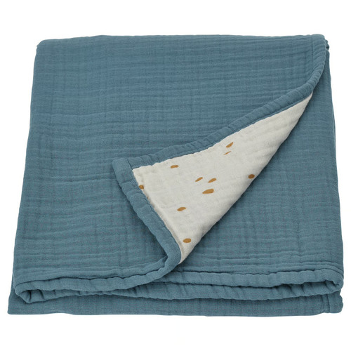 GULDVÄVARE Blanket, blue/white dotted, 80x100 cm