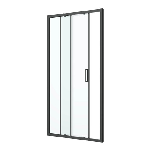 GoodHome Sliding Shower Door Ledava 100 cm, matt black/transparent