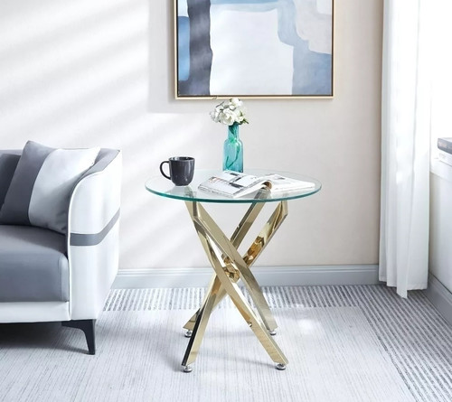 Coffee Table Amber 60cm, transparent/gold