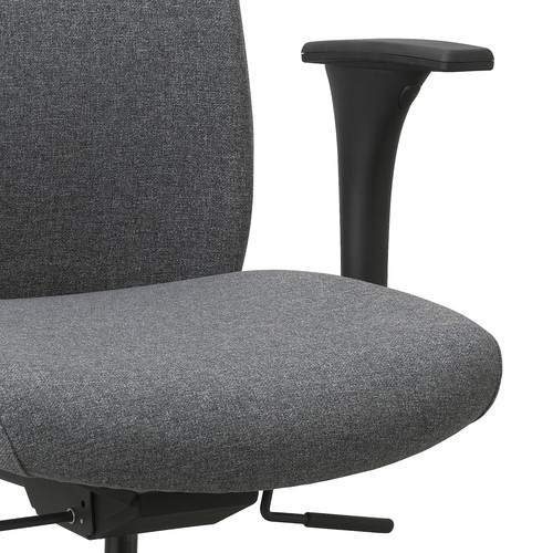 VALLFJÄLLET Office chair with armrests, Gunnared grey