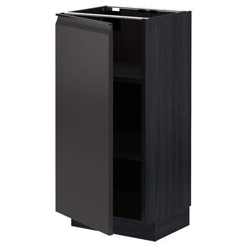 METOD Base cabinet with shelves, black/Upplöv matt anthracite, 40x37 cm