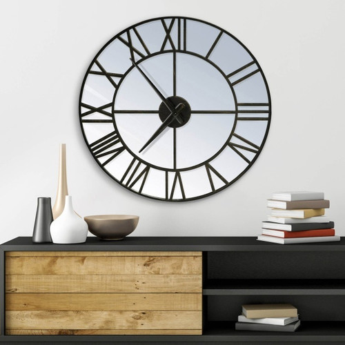 Wall Clock 50 x 5 x 50 cm, mirror, brown