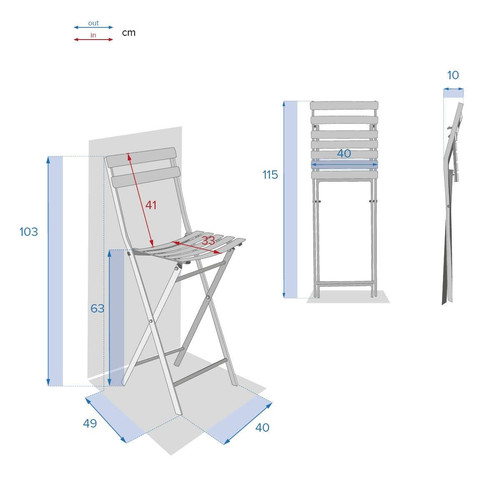 Folding Bar Stool Chair Greensboro, graphite