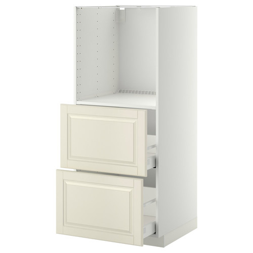 METOD High cabinet w 2 drawers for oven, white Maximera, Bodbyn off-white, 60x60x140 cm