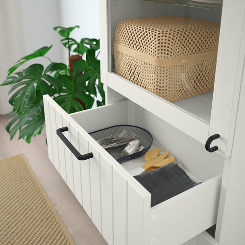 BESTÅ Storage combination w glass doors, white, Sutterviken/Kabbarp white clear glass, 60x42x202 cm