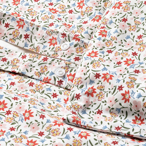 GULLNATTLJUS Duvet cover and 2 pillowcases, white/floral pattern, 200x200/50x60 cm