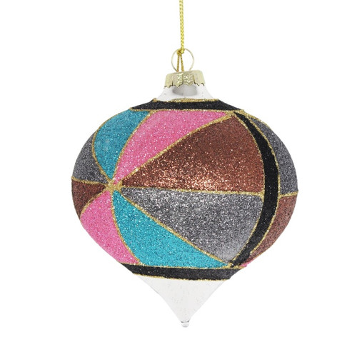 Christmas Bauble Glitter 10 cm, glass, multicolour