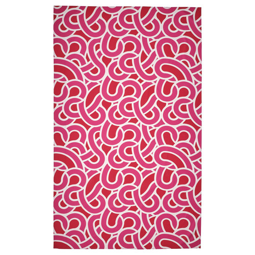 SÖTRÖNN Tablecloth, patterned white/bright red bright pink, 145x240 cm