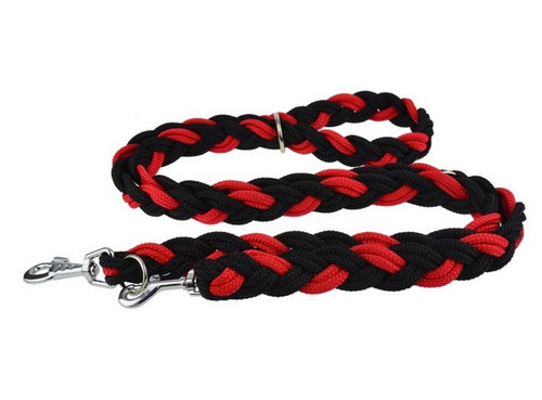 Champion Dog Leash Braided Adjustable, black-red