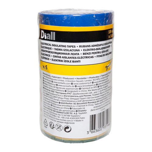 Diall Multicolour Electrical Tape 19 mm x 10 m 5pack