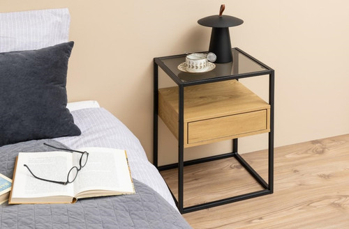 Bedside Table Nightstand Randolf, oak