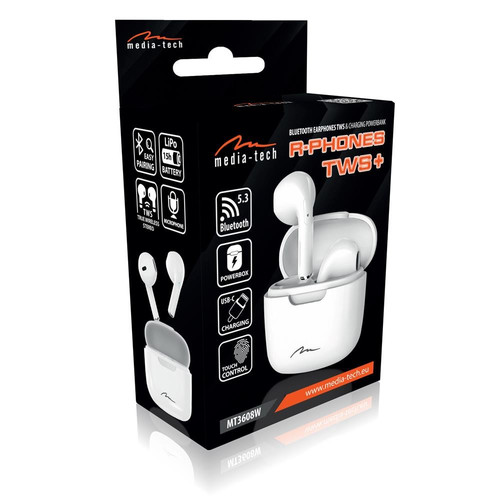 Media-Tech Headphones Earphones MT3608W, white