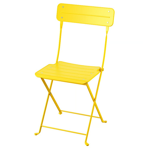 SUNDSÖ Folding chair, bright yellow outdoor