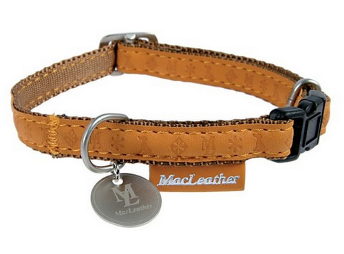 Zolux Adjustable Dog Collar Mac Leather 25mm, yellow
