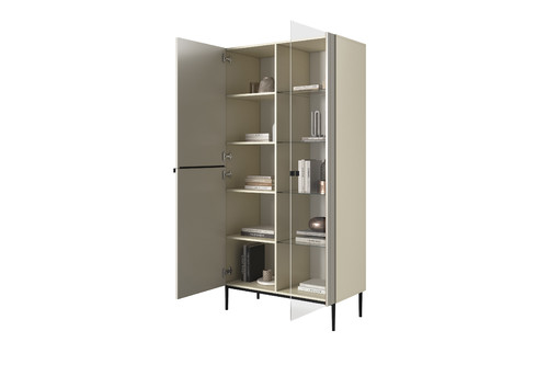 High Cabinet Display Cabinet Nicole, cashmere, black legs