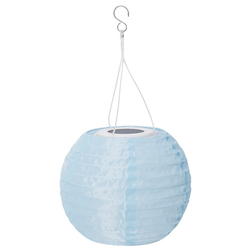 SOLVINDEN LED solar-powered pendant lamp, outdoor/globe light blue, 22 cm
